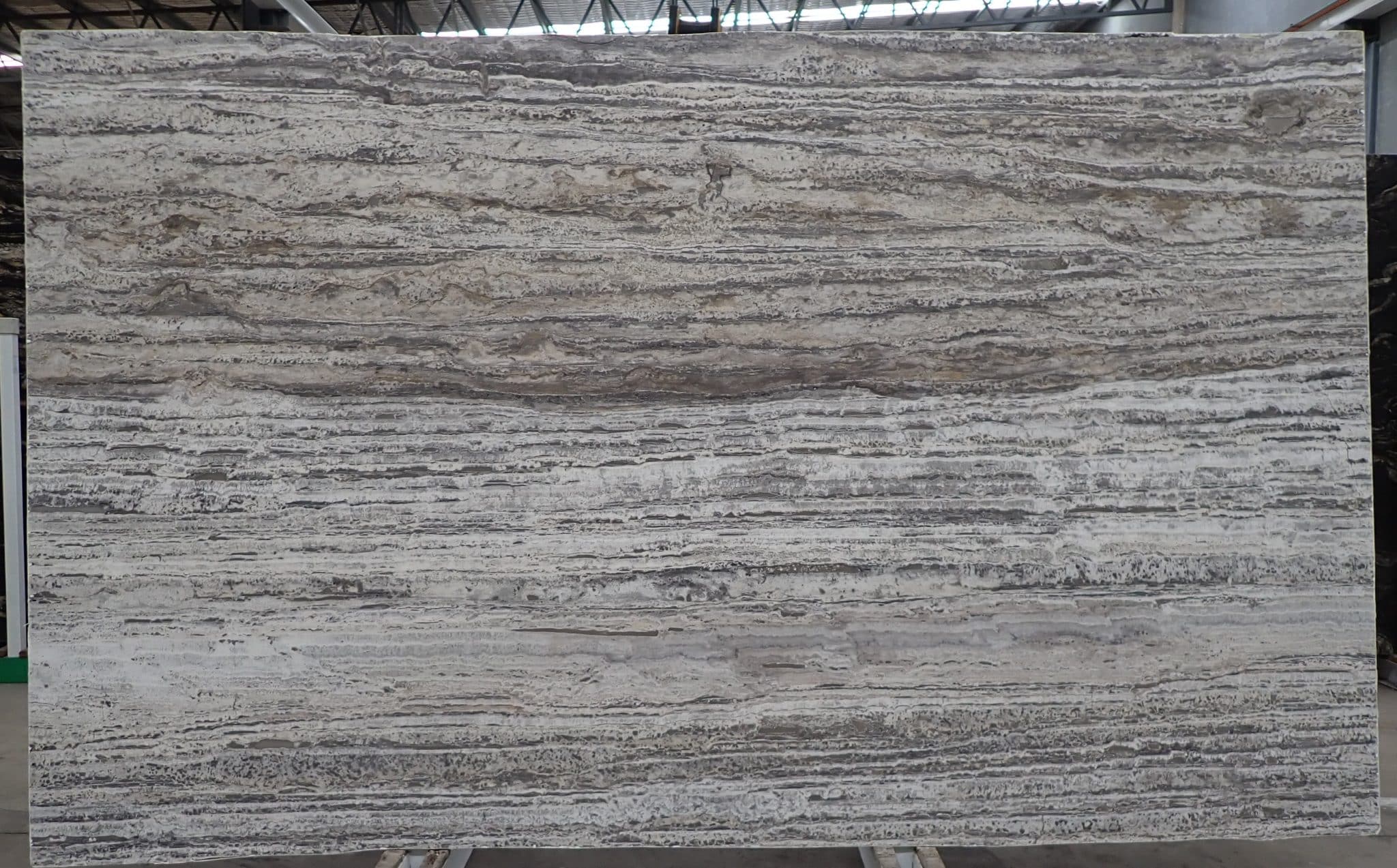 Silver Travertine Epoxy Filled and Honed Slabs SNB Stone Australia