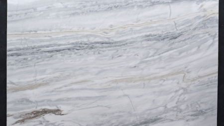 Bianco Lasa honed white marble slab with brown veining, batch 1640-2M