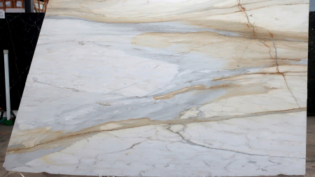 Calacatta Gold honed white marble slab, batch 1289-2M