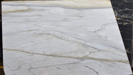 Calacatta Gold honed white marble slab, batch 1289-3M