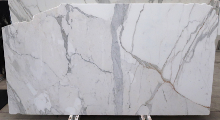 Calacatta Oro polished white marble slab with grey veining, batch 930B-3M