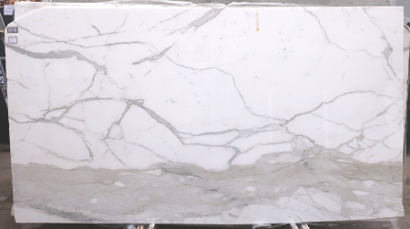 Calacatta Oro polished white marble slab with grey veining, batch 930B-2M