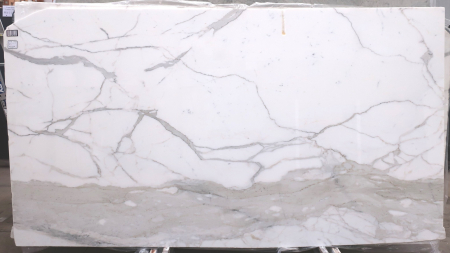 Calacatta Oro polished white marble slab with grey veining, batch 930B-2M