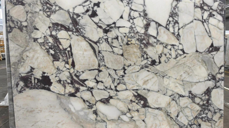 Calacatta Viola honed purple marble slab with red veining, batch 1383-1M
