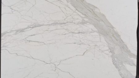 Calacatta Oro white marble slab with grey veining, batch 933-1M