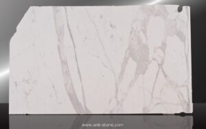 Calacatta Oro white marble slab with grey veining, batch 702B-2M