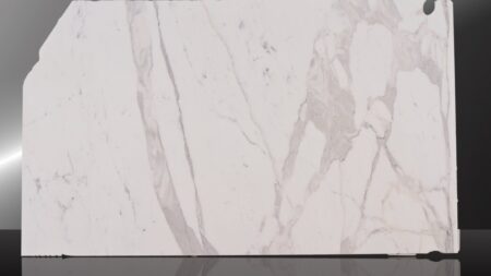 Calacatta Oro white marble slab with grey veining, batch 702B-2M