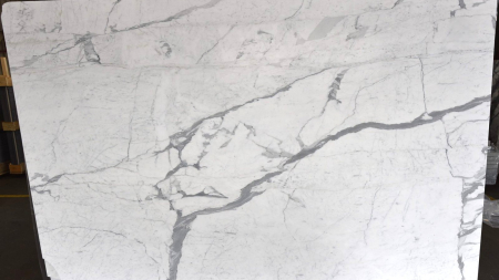 Calacatta Statuario white marble slab with grey veining, batch 1149-2M