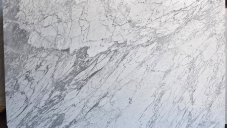 Calacatta Statuario white marble slab with grey veining, batch 1044-2M