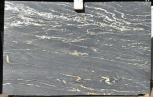 Cambrian Black leathered quartzite slab with white gold veining, batch 1350-3Q