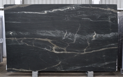 Cambrian Black leathered quartzite slab with white gold veining, batch 1637-2Q
