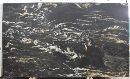 Cambrian Black leathered quartzite slab with white gold veining, batch 1567-2Q