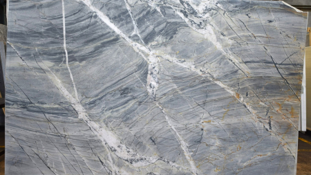 Exuma Grey leathered blue quartzite slab with rust veining, batch 1223V-2Q