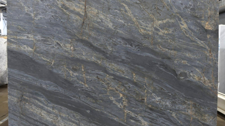 Firestone leathered charcoal quartzite slab with rust veining, batch 1418V-2Q