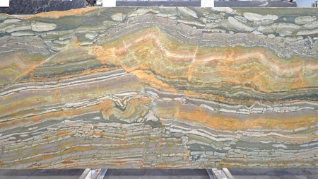 Flame Tree honed gold and rust marble slab, batch 1431B-5L