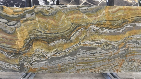 Flame Tree honed gold and rust marble slab, batch 1659B-2M