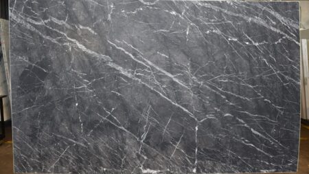 Grigio Carnico honed black marble slab with white veining, batch 1275-1M