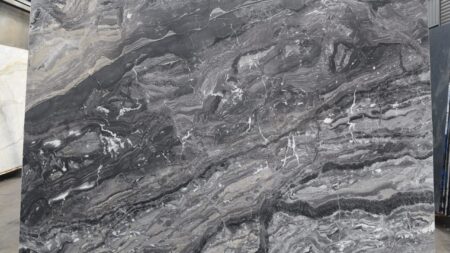 Grigio Orobico Extra honed grey marble slab, batch 1645V-2M