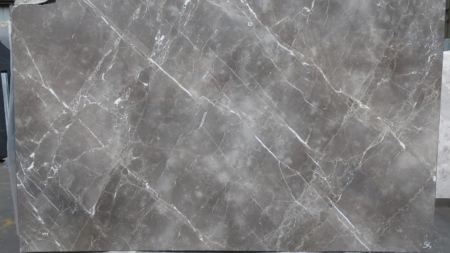 Grigio Imperiale polished grey marble slab with taupe veining, batch 0011V-2M