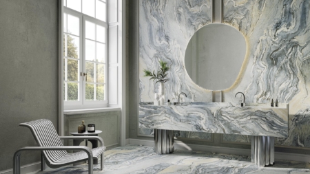 Infinity Iconic Cipollino Porcelain Slabs Bathroom Walls and Floor