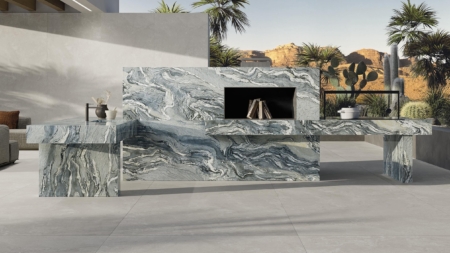 Infinity Iconic Cipollino Porcelain Slabs Outdoor Barbeque