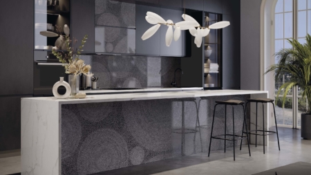 Infinity Holos Vik Black Porcelain Slabs Kitchen Island