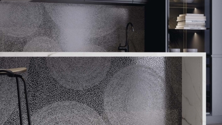 Infinity Holos Vik Black Porcelain Slabs Kitchen Island