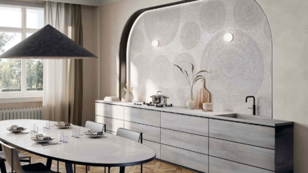 Infinity Holos Hyams White Porcelain Slabs Dining Room Wall