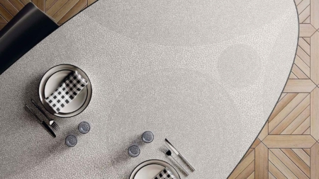 Infinity Holos Hyams White Porcelain Slabs Dining Room Table