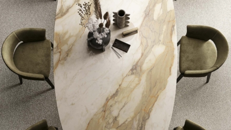 Infinity Calacatta Hermitage Porcelain Slabs Dining