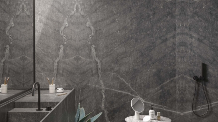 Infinity Atlantis Grey Porcelain Slabs Bathroom