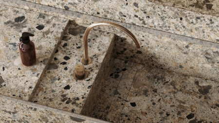 Infinity Ceppo Romano Porcelain Slabs Vanity