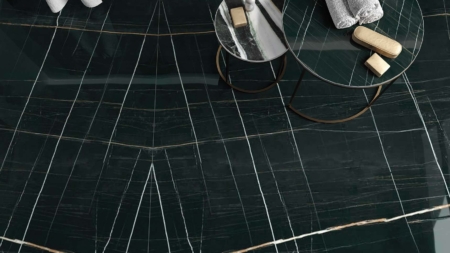 Infinity Sahara Noir Porcelain Slabs Bathroom Floor