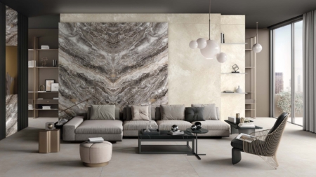 Infinity Orobico Luxe Porcelain Slabs Living Room Wall