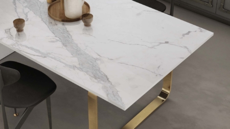 Infinity Statuario Principe Porcelain Slabs Dining Table