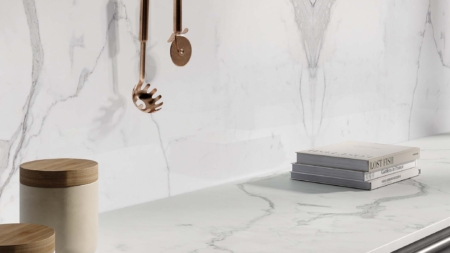 Infinity Statuario Principe Porcelain Slabs Kitchen Benchtop