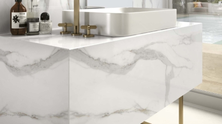 Infinity Calacatta Oro Porcelain Slabs Bathroom Vanity