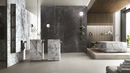 Infinity Kind of Blue Porcelain Slabs Living Area