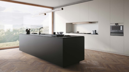 Infinity Absolute Black Porcelain Slabs Kitchen Island