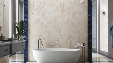 Infinity Crystal Ice Porcelain Slabs Bathroom