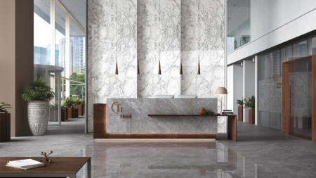 Infinity Tundra Select Porcelain Slabs Hotel Reception