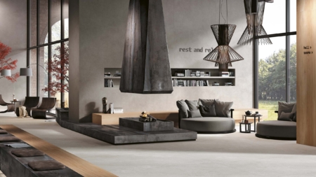 Infinity Concrete Light Porcelain Slabs Showroom