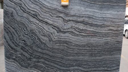 Jurassic Black polished marble slab, batch 0014V-2M