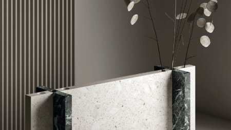 Infinity Terrazzo White Porcelain Slabs Feature Piece