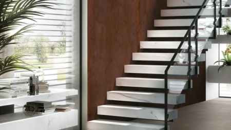 Infinity Metal Corten Porcelain Slabs Staircase