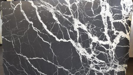 Nero Marquina black limestone slab with white veining, batch 1067-2L