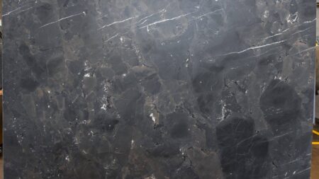 Omega Black leathered quartzite slab with white veining, batch 1384-3Q