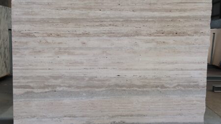 Roman Striato Vein Cut honed beige travertine slab, batch 1630B-1T