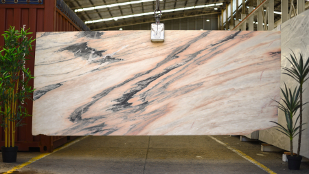 Rossa Portugalo honed pink marble slab with charcoal veining, batch 1512-2M