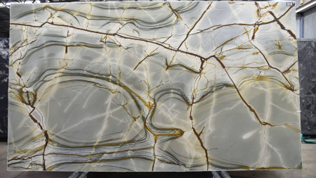 Santorini honed blue quartzite slab with brown veining, batch 1647-3Q